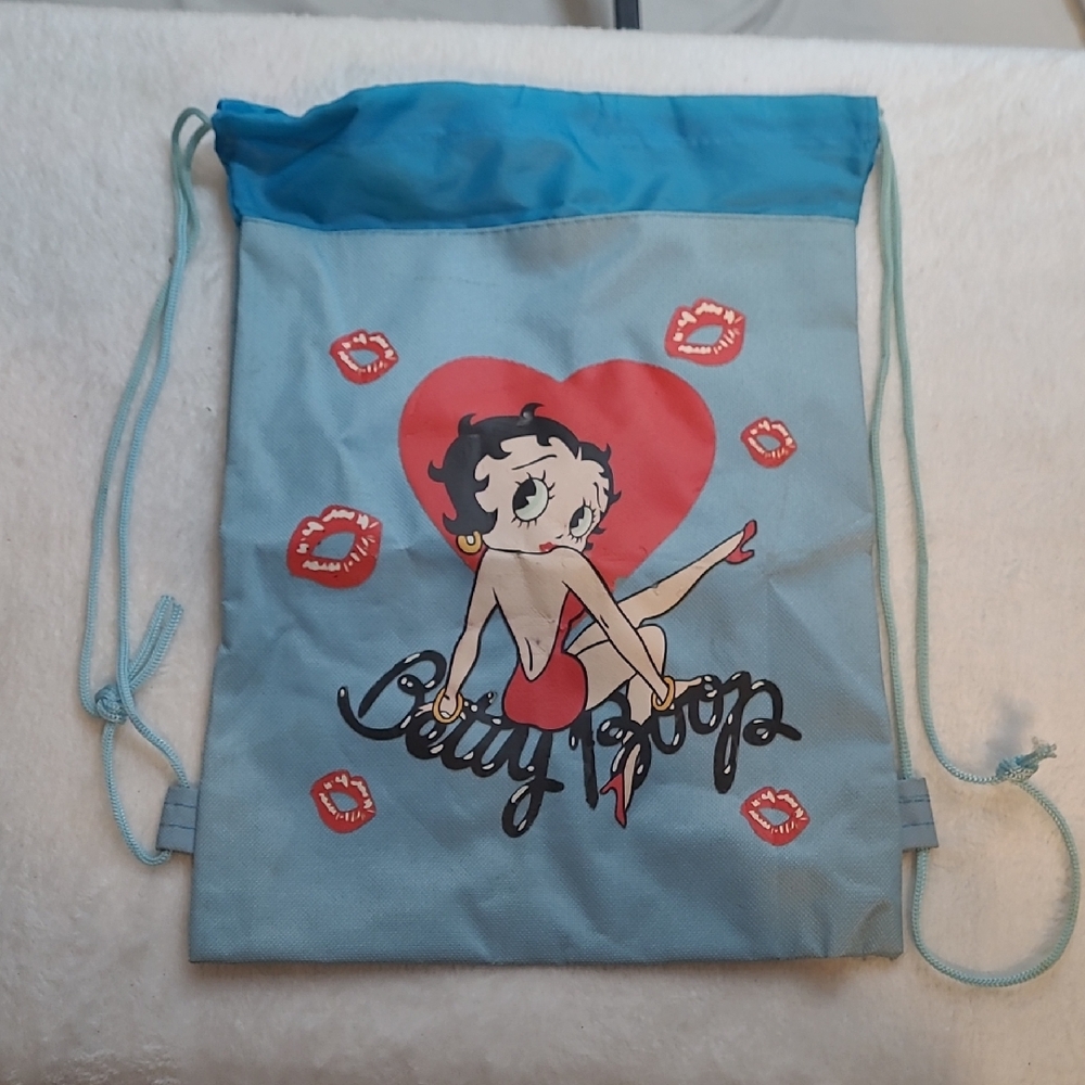 Betty Boop Blue Drawstring Bag